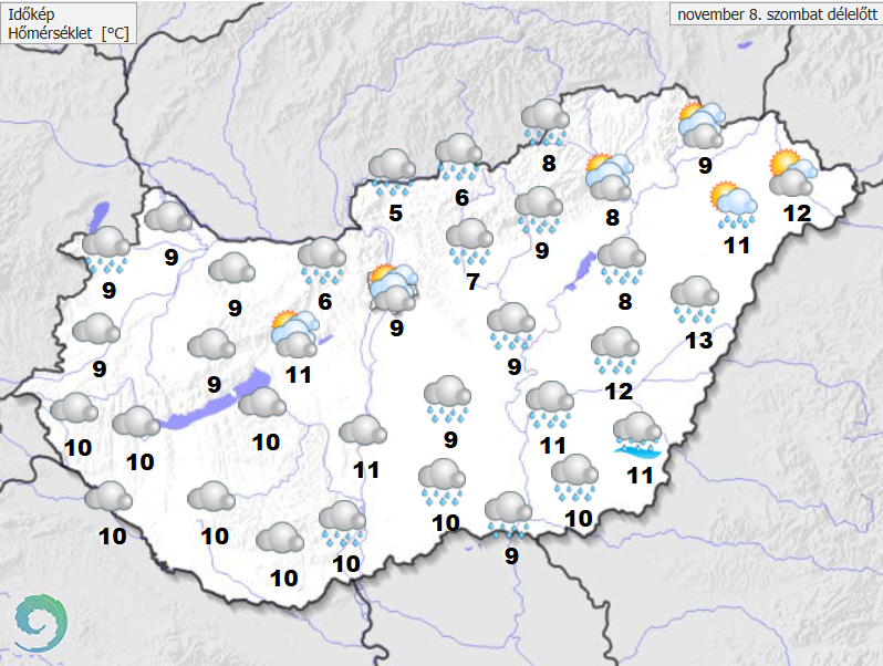 Tartós felhőzet és többfelé eső várható ma