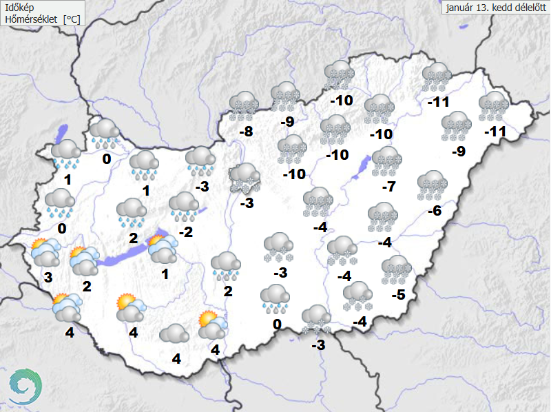 Hó, ónos eső és eső is érkezik – megosztott időjárás az országban