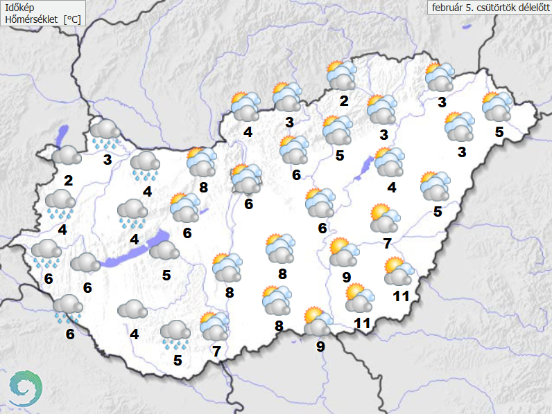 Felhős idő, helyenként esővel és élénk keleti széllel